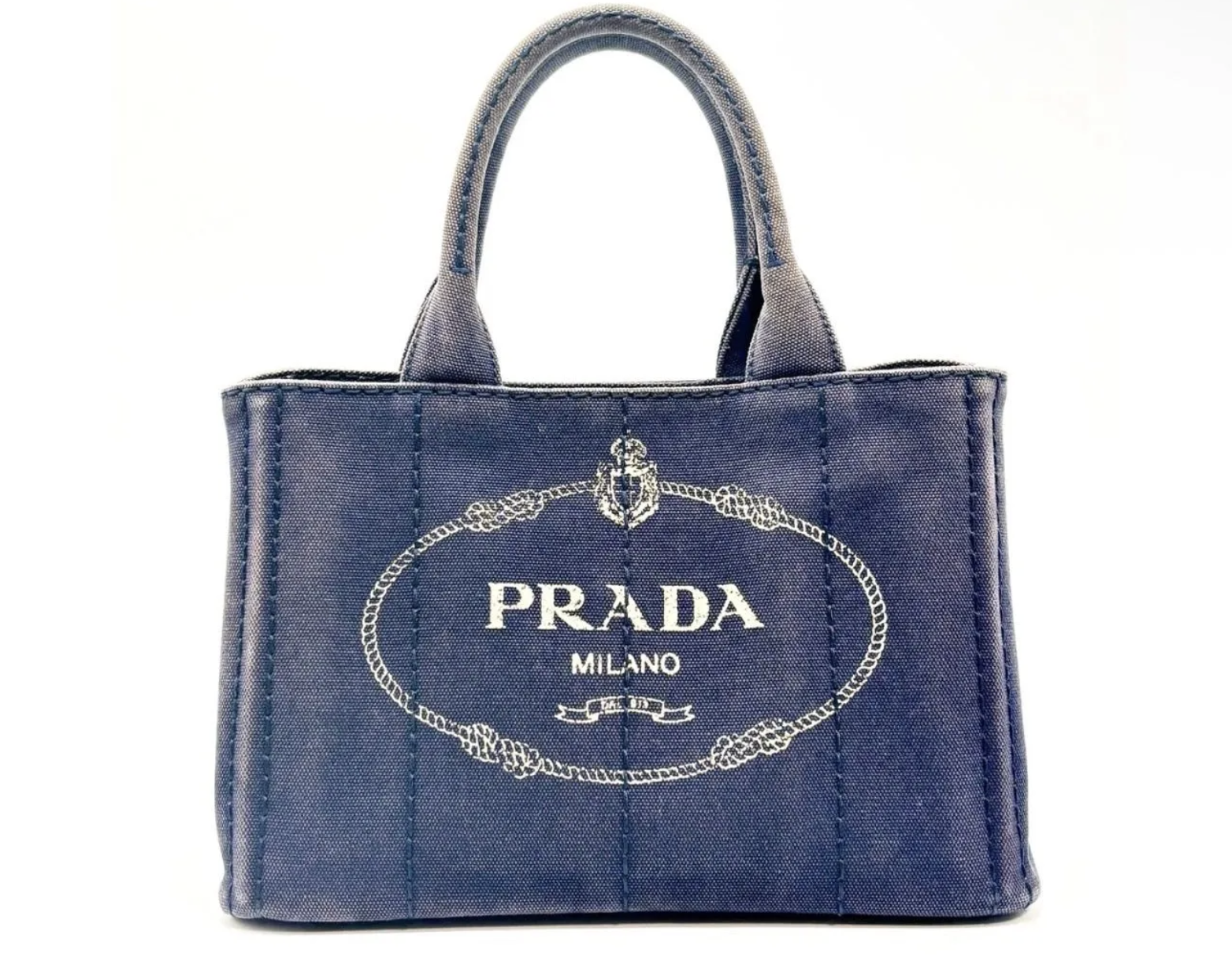 Prada Blue Denim Canapa Tote